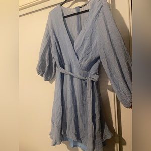 Baby Blue Belted Dress